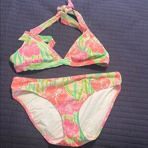 Lilly Pulitzer Pink and Green Floral Kids Bikini